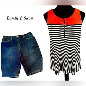 Gloria Vanderbilt Denim Shorts & Striped Sleeveless Top